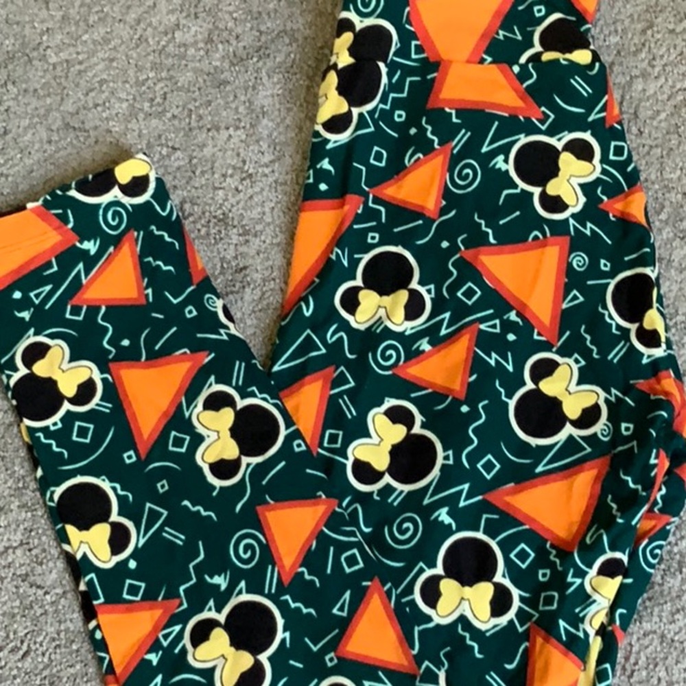 LuLaRoe Geometric Patterned Leggings - Green, Orange, Yellow, Black